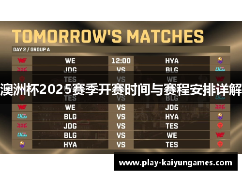 澳洲杯2025赛季开赛时间与赛程安排详解